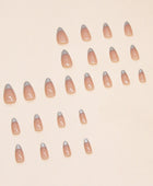 Press on Nails, Silver French manicure nail art with amaranth shape