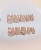 Press on Nails, Cat Eye Wearable Nail Art Designs - Removable Mini Bracelet Beads, Short T Ballet Nail Art Designs, Camellia Flower Nail Art Designs