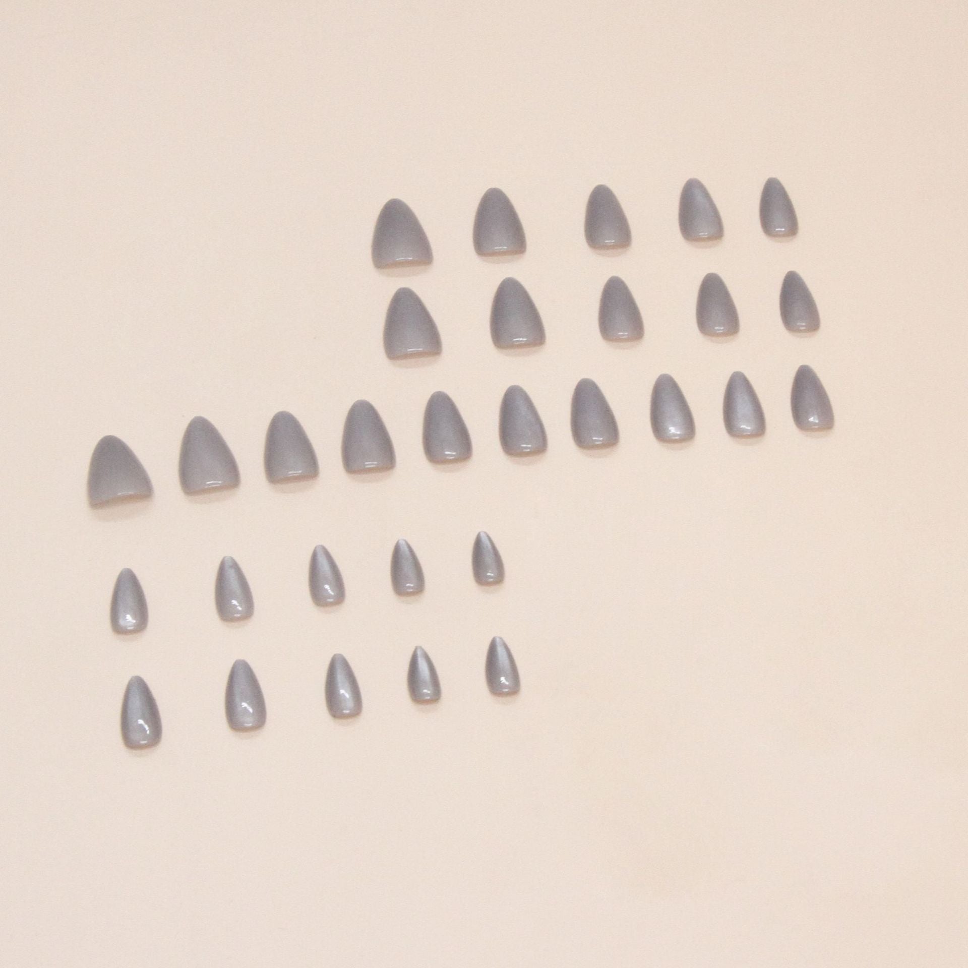 Press on Nails, Purecolor Gray cat-eye false nails, nail art pieces, almond nails, almond-shaped nail art 30pcs