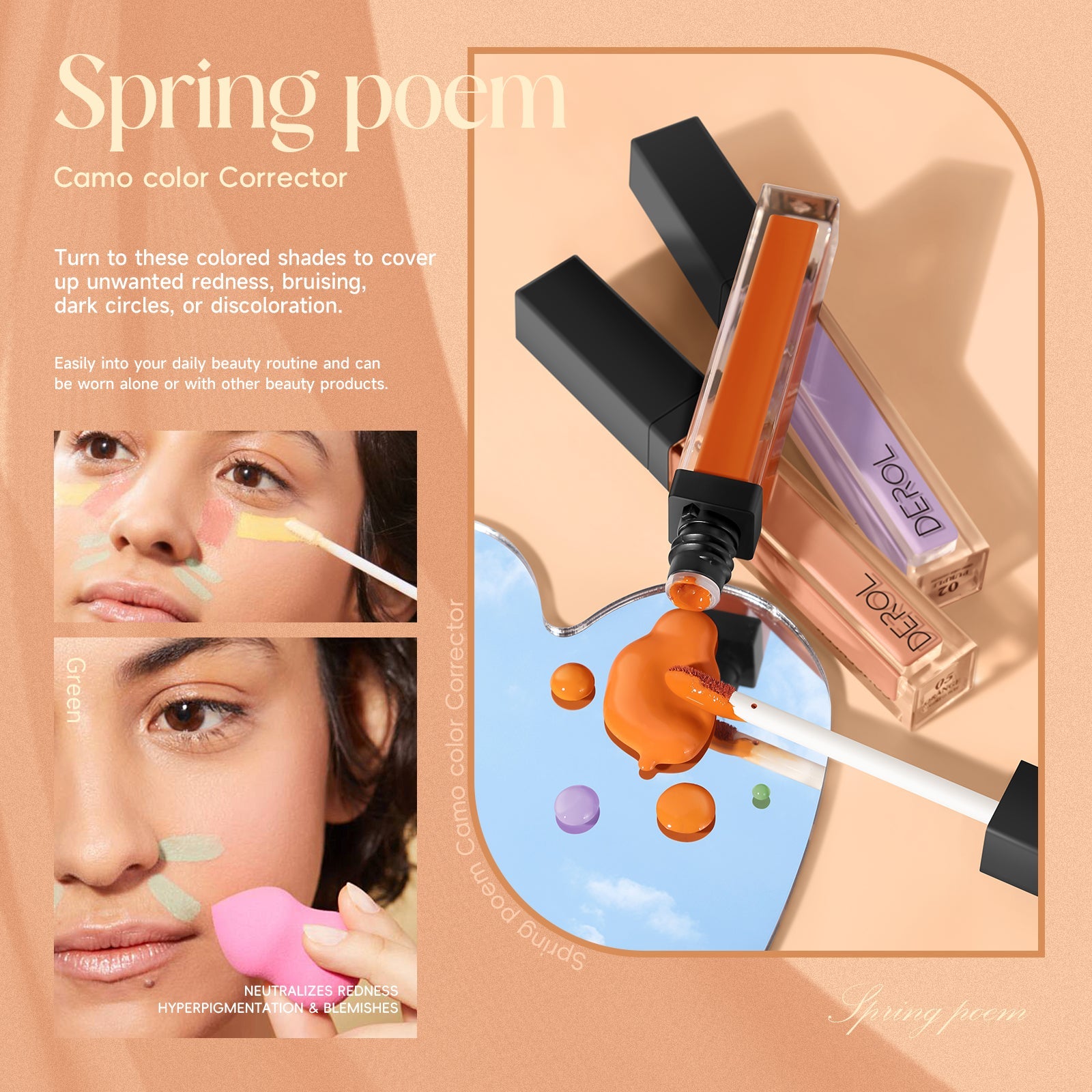 Derol Spring Poem Camo Makeup Color Corrector Hydrating & Long-Lasting 6.5ml