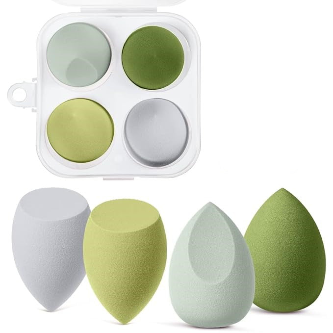 4 Pcs Makeup Sponge Set Blender Beauty Foundation Blending Sponge, Flawless for Liquid, Cream, and Powder, Multi-colored Makeup Sponges with Storage Box