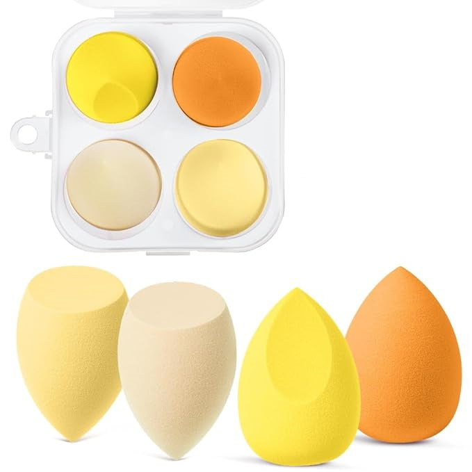 4 Pcs Makeup Sponge Set Blender Beauty Foundation Blending Sponge, Flawless for Liquid, Cream, and Powder, Multi-colored Makeup Sponges with Storage Box