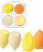 4 Pcs Makeup Sponge Set Blender Beauty Foundation Blending Sponge, Flawless for Liquid, Cream, and Powder, Multi-colored Makeup Sponges with Storage Box