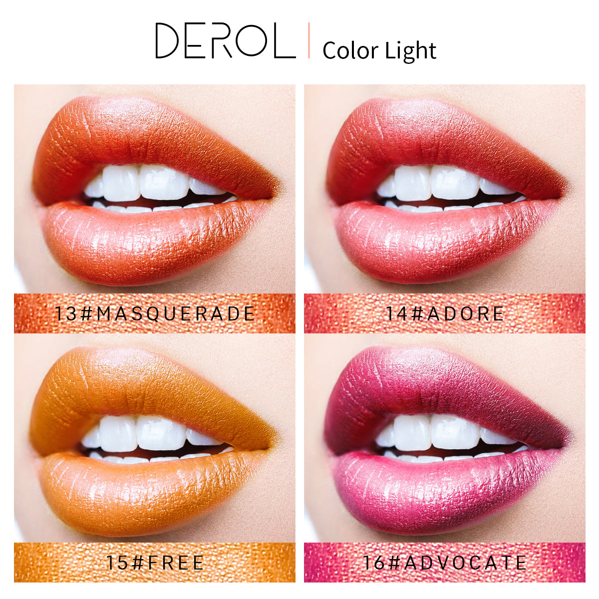 Derol Lip Glaze, 12 Color Matt Lip Cream, 4 Color Shimmer Lip Glaze waterproof non-Stick Cup