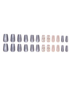 Mix crystal & blue cat eye fake nails, Press on Nail