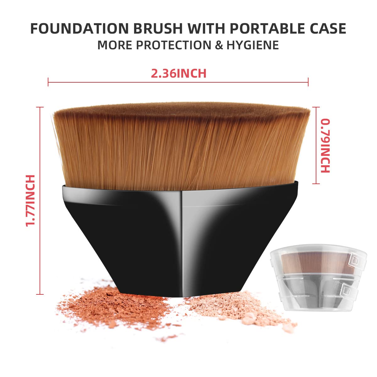 Foundation Makeup Brush Flat Top Kabuki Hexagon Face Blush Liquid Powder Foundation Brush for Blending Liquid, Cream or Flawless Powder Cosmetics with Bonus Protective Case