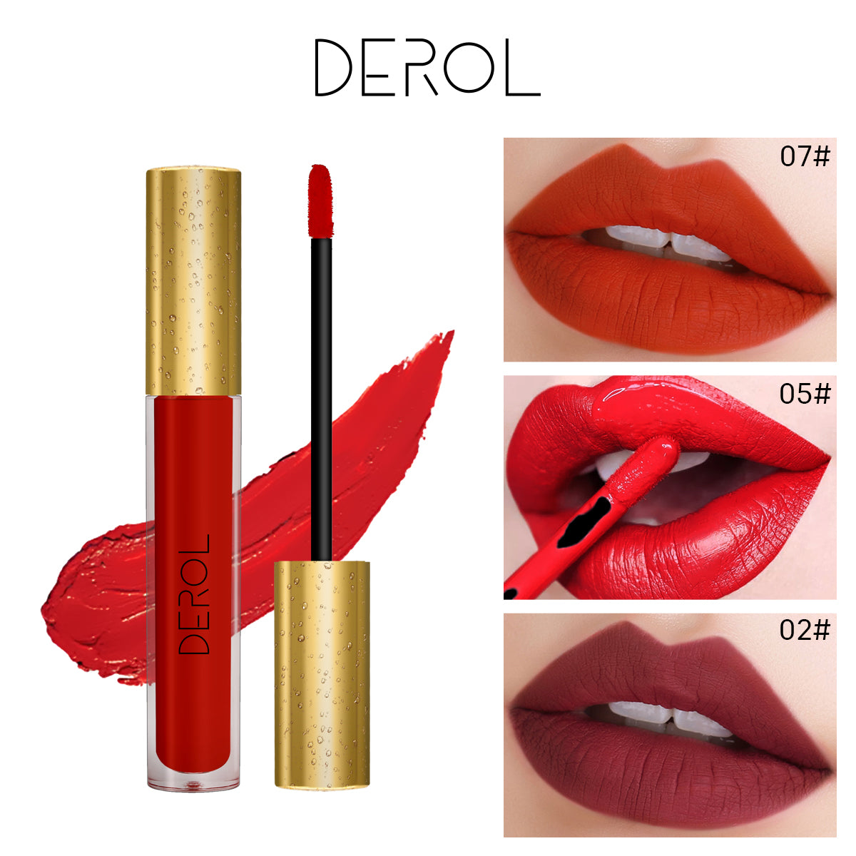 Derol Lip Glaze, 12 Color Matt Lip Cream, 4 Color Shimmer Lip Glaze waterproof non-Stick Cup