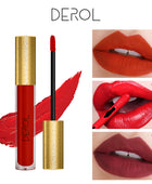 Derol Lip Glaze, 12 Color Matt Lip Cream, 4 Color Shimmer Lip Glaze waterproof non-Stick Cup