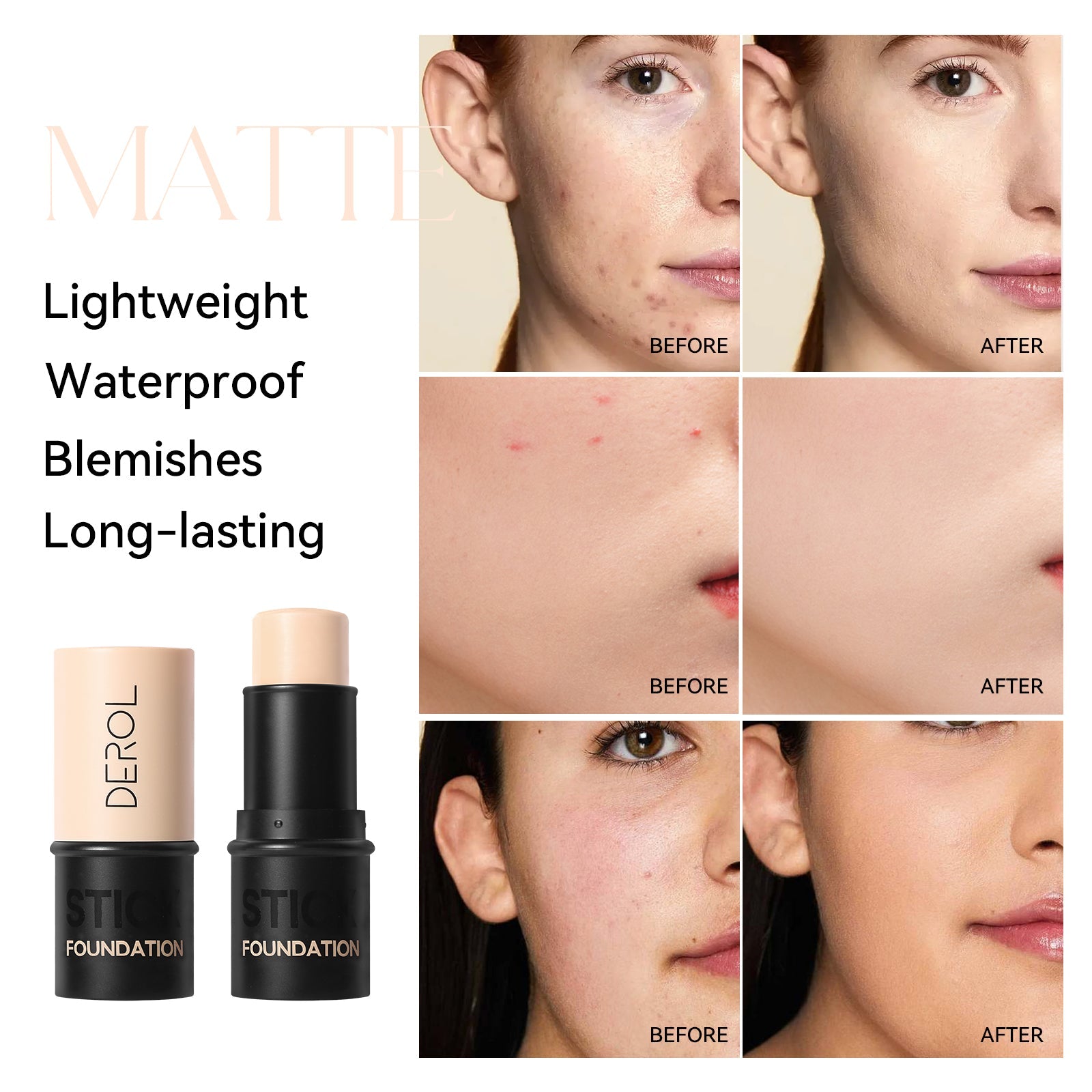 Derol Lightweight Matte Multi-Purpose Foundation Stick 7g