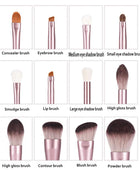 12Pcs Makeup Brushes Set Foundation Blending Face Powder Blush Concealers Eyeshadow Make Up Brush Set with Carrying Bag