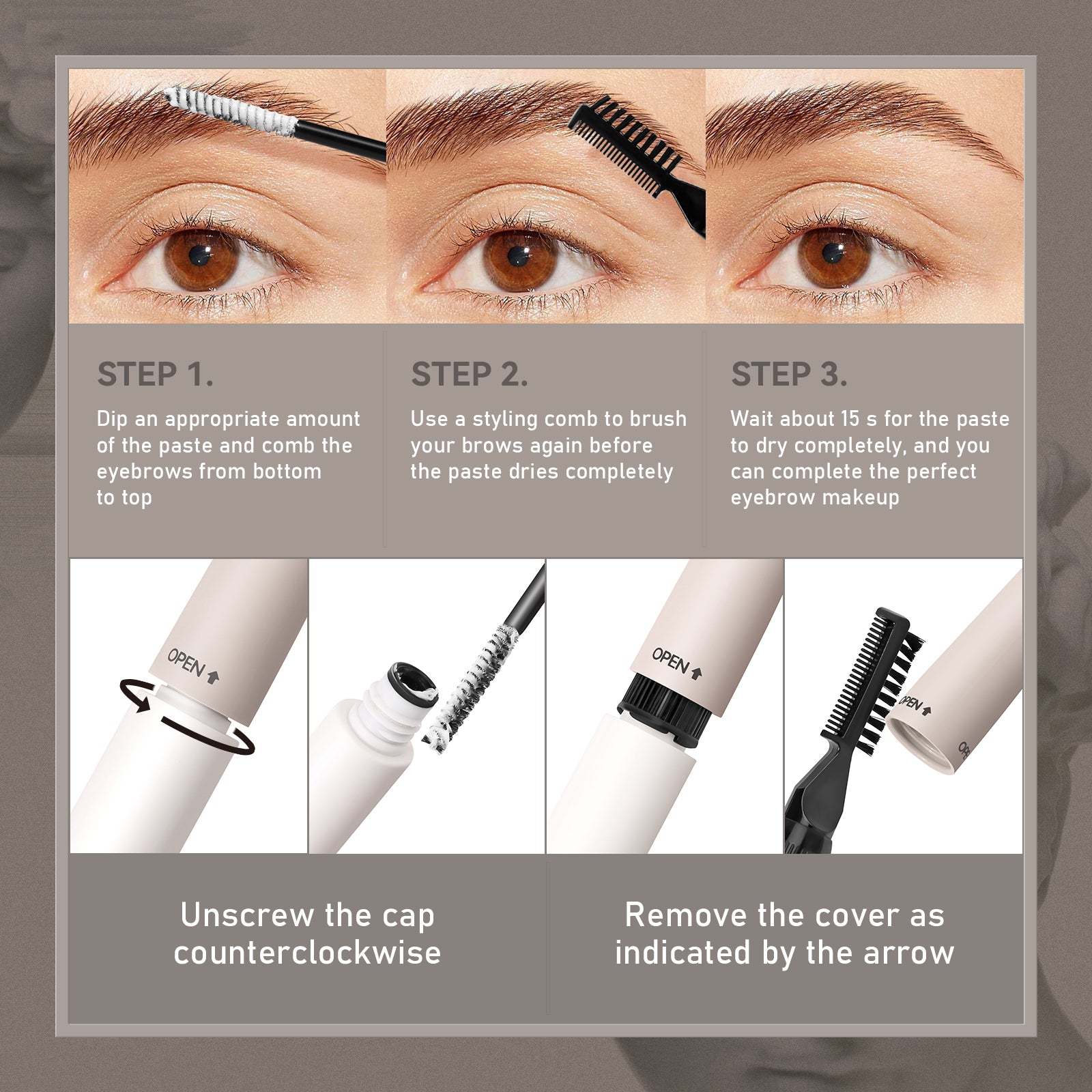 Derol Wild Beauty Waterproof Brow Shaping Sculpt With 2 Brushes,Eye Brow Shaping Wax for Lift & Lamination of Brows 9ml