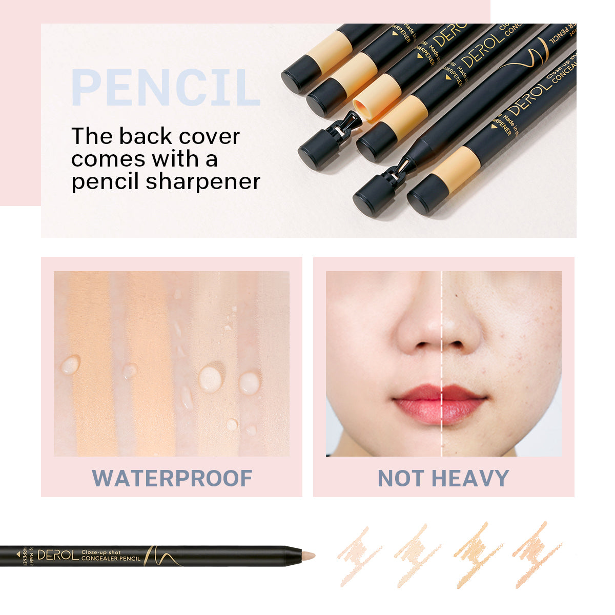 Multi-Use Highlighter & Concealer Pencil, Waterproof Under Eye Concealer for Dark Circles, Blemishes, Aging Spots, Acne and Freckles